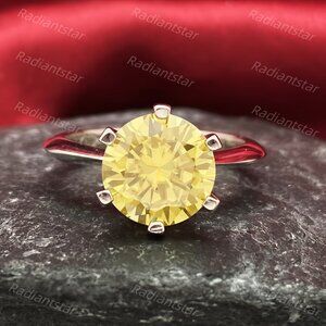 NEW Certified 3 ct. t.w. Lemon Yellow Moissanite Solitaire 6 Prong Ring